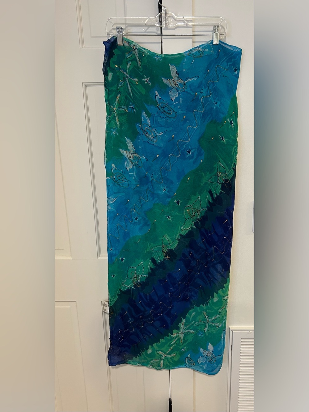 Blue & Green Floral Sheer Sarong